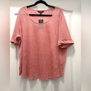 Ralph Lauren 100% Linen Coral Striped Short Sleeved shirt. Size 2X. NWT.